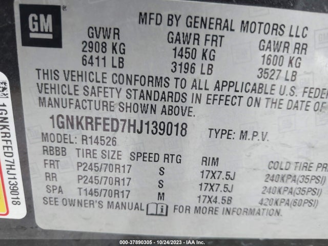 Chevrolet Traverse Ls 2017 1GNKRFED7HJ139018 Image 9