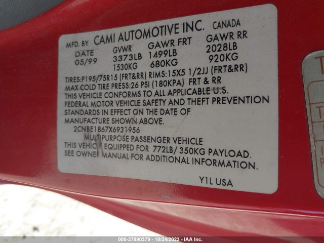 1999 CHEVROLET TRACKER 2CNBE1867X6931956 Photo 8