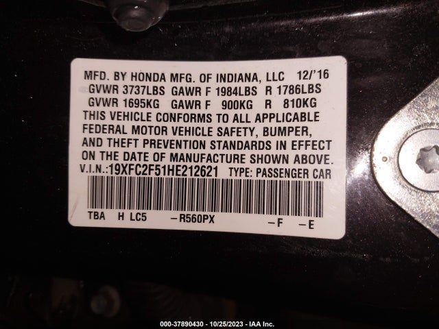 Honda Civic Lx 2017 19XFC2F51HE212621 Image 9