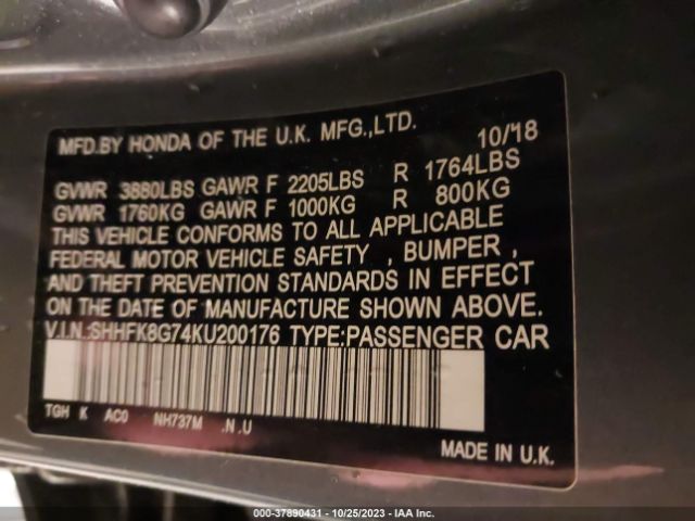 SHHFK8G74KU200176 Honda CIVIC TYPE R