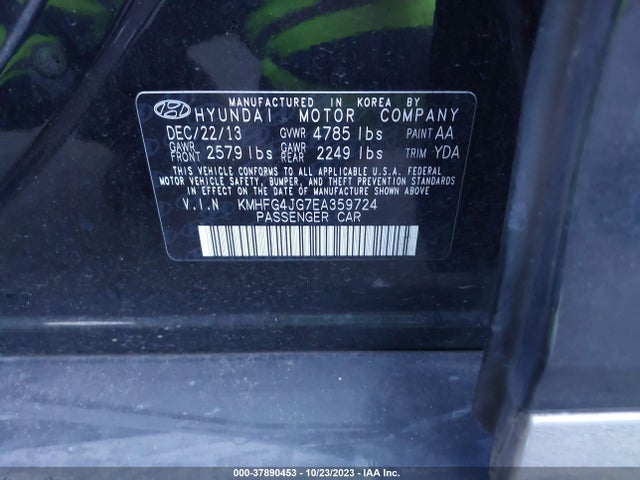 Hyundai AZERA 2014 KMHFG4JG7EA359724 Image 9