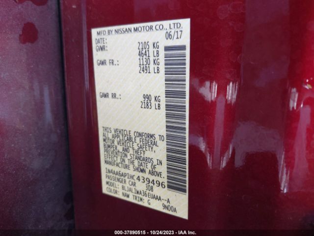 1N4AA6AP1HC439496 Nissan Maxima Sr