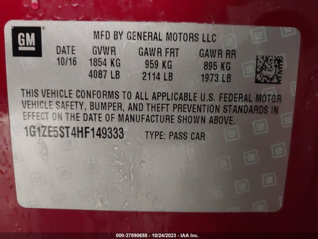 Chevrolet MALIBU 1LT 2017 1G1ZE5ST4HF149333 Image 9