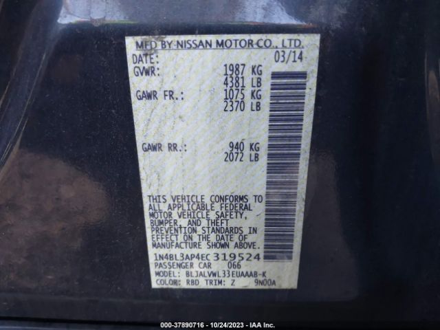 1N4BL3AP4EC319524 Nissan Altima 3.5 Sl
