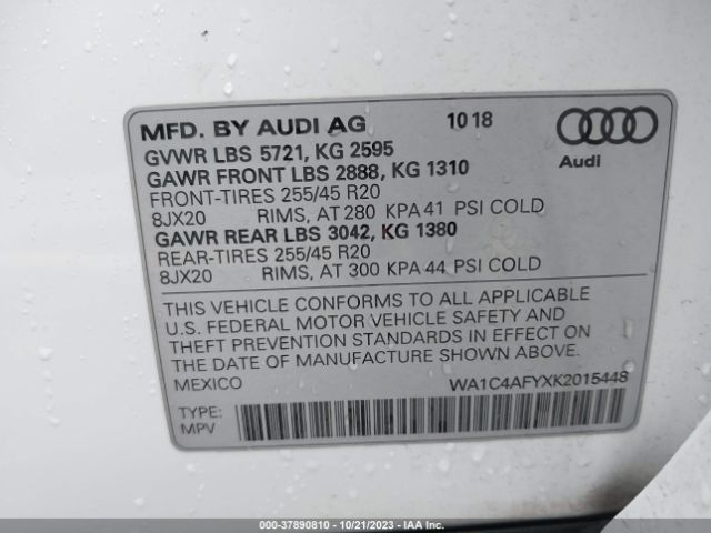 WA1C4AFYXK2015448 Audi Sq5 3.0t Premium