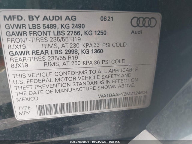 WA1BAAFY2M2124624 Audi Q5 Premium Plus