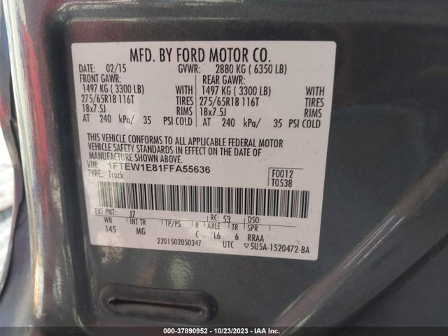 Ford F-150 Xlt 2015 1FTEW1E81FFA55636 Image 9