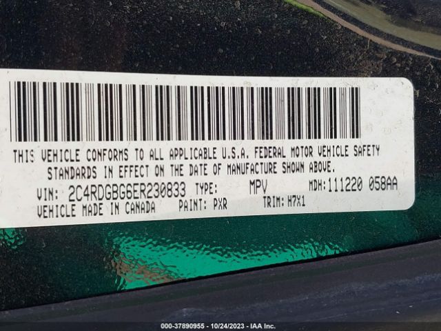 2C4RDGBG6ER230833 Dodge Grand Caravan Se