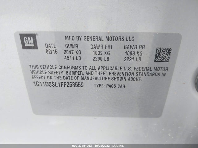Chevrolet MALIBU 2LT 2015 1G11D5SL1FF263559 Image 9