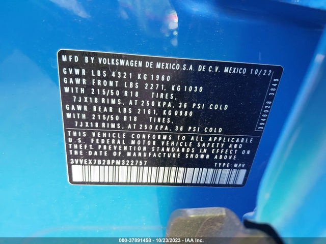 3VVEX7B28PM322757 Volkswagen Taos 1.5t Se