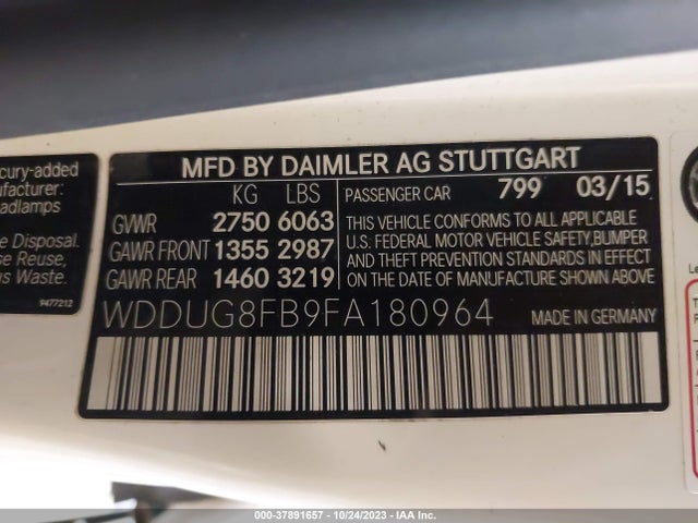 Mercedes-Benz S-class S 550 2015 WDDUG8FB9FA180964 Image 9