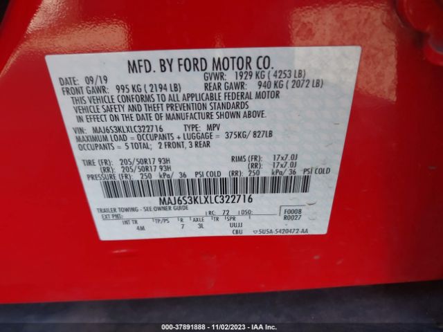 MAJ6S3KLXLC322716 Ford Ecosport Titanium