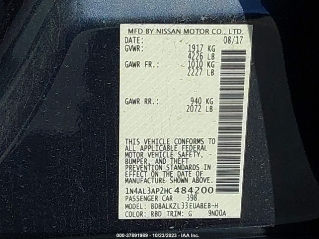 1N4AL3AP2HC484200 Nissan Altima 2.5 Sv