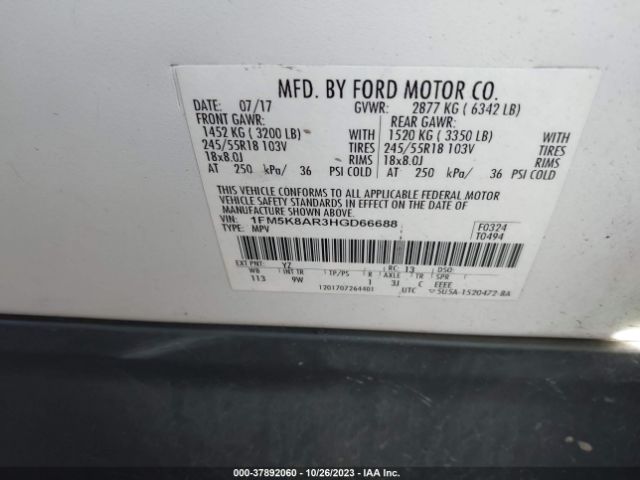 1FM5K8AR3HGD66688 Ford POLICE INTERCEPTOR