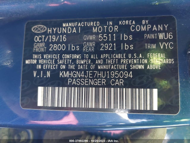 Genesis G80 3.8 2017 KMHGN4JE7HU195094 Image 9
