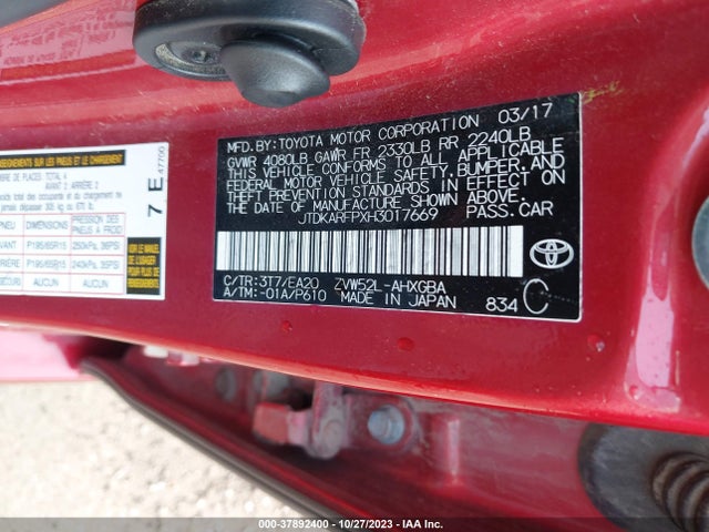 Toyota Prius Prime Plus/premium/advanced 2017 JTDKARFPXH3017669 Image 9