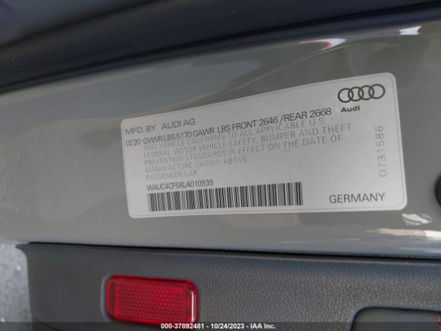 WAUC4CF5XLA010939 Audi S5 Sportback Premium Plus Tfsi Quattro Tiptronic