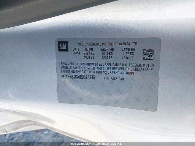 Chevrolet Camaro 1lt 2014 2G1FB3D34E9324245 Image 9