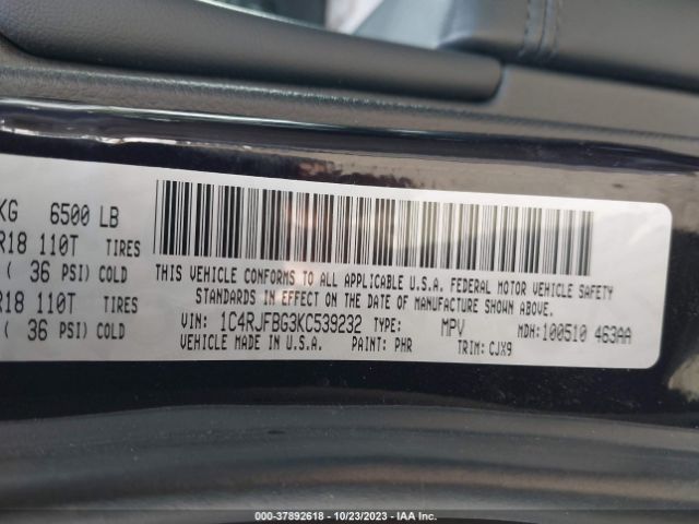 1C4RJFBG3KC539232 Jeep Grand Cherokee Limited