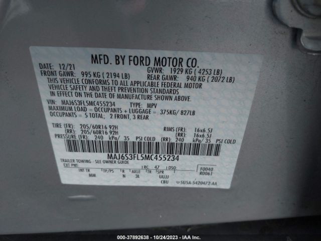 MAJ6S3FL5MC455234 Ford ECOSPORT S