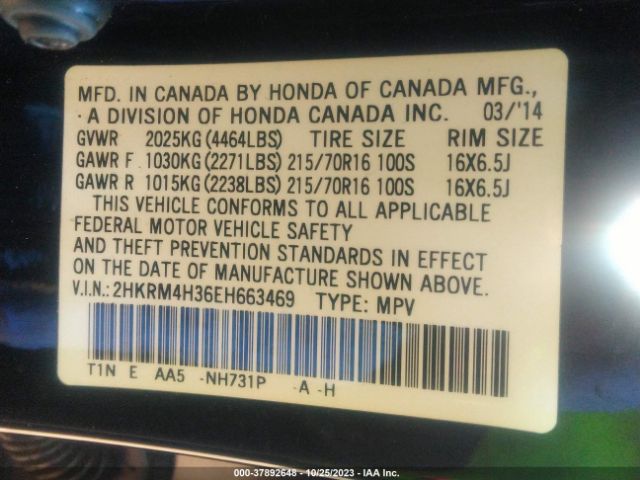2HKRM4H36EH663469 Honda CR-V LX