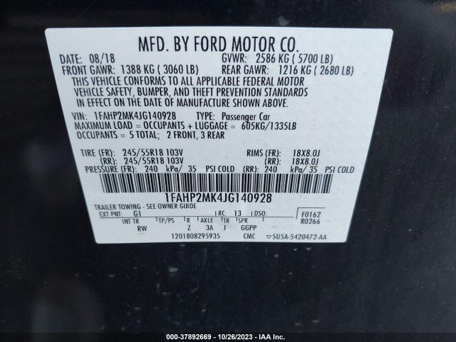 Ford POLICE INTERCEPTOR SEDAN 2018 1FAHP2MK4JG140928 Image 9