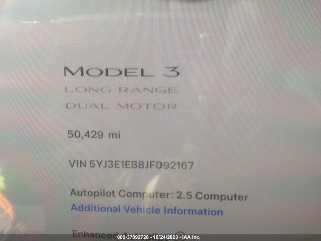 5YJ3E1EB8JF092167 Tesla Model 3 Performance/long Range