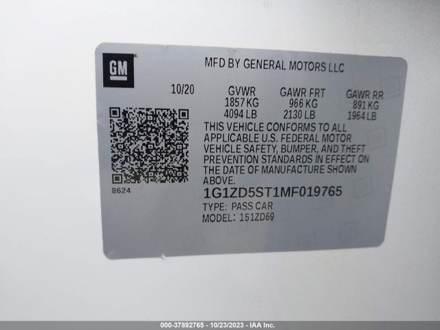 Chevrolet MALIBU LT 2021 1G1ZD5ST1MF019765 Image 9
