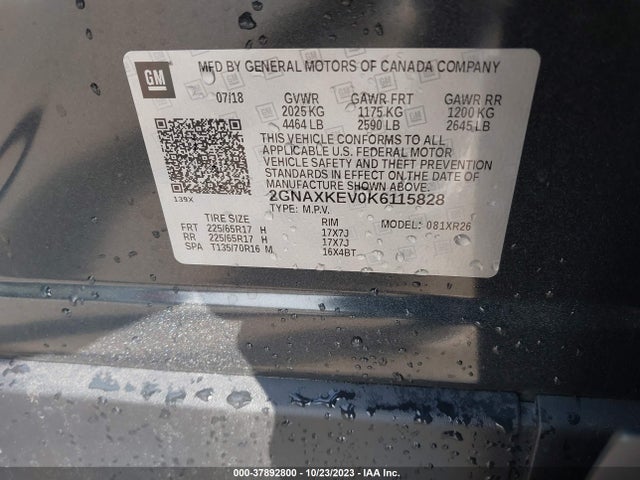 Chevrolet EQUINOX LT 2019 2GNAXKEV0K6115828 Image 9