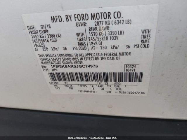 1FM5K8AR0JGC74976 Ford POLICE INTERCEPTOR