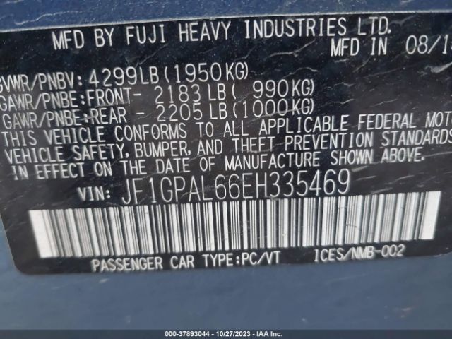 JF1GPAL66EH335469 Subaru Impreza 2.0i Sport Premium