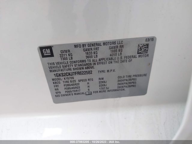 1GKS2CKJ7FR622582 GMC YUKON DENALI
