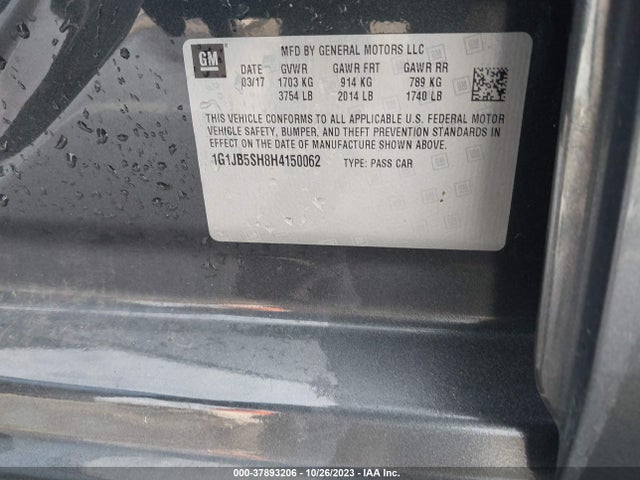 Chevrolet Sonic Ls Auto 2017 1G1JB5SH8H4150062 Image 9