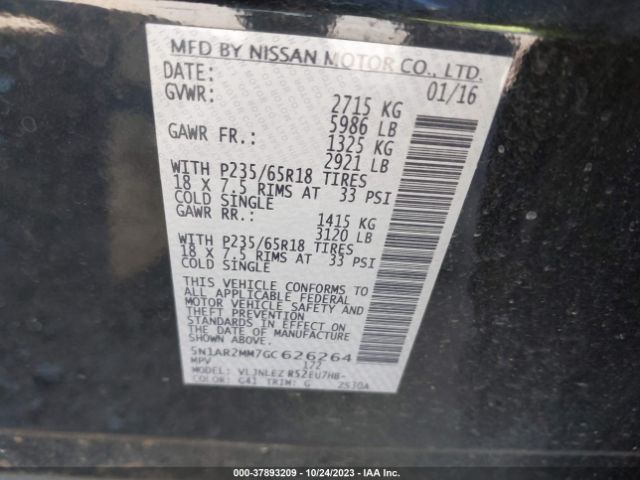 5N1AR2MM7GC626264 Nissan Pathfinder Sv