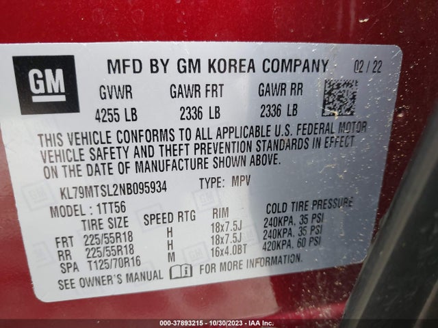 Chevrolet Trailblazer Rs 2022 KL79MTSL2NB095934 Image 9