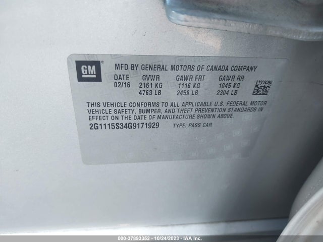 Chevrolet Impala 2lt 2016 2G1115S34G9171929 Image 9