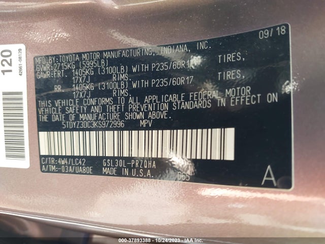 Toyota Sienna Xle Auto Access 2019 5TDYZ3DC3KS972996 Image 9