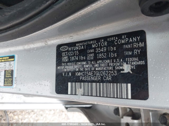 2016 HYUNDAI ACCENT SE VIN: KMHCT5AE7GU262253