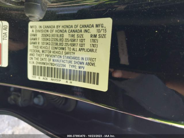 2HKRM3H78GH502394 Honda Cr-v Ex-l