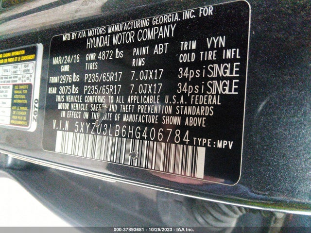 2017 HYUNDAI SANTA FE SPORT 2.4L VIN: 5XYZU3LB6HG406784