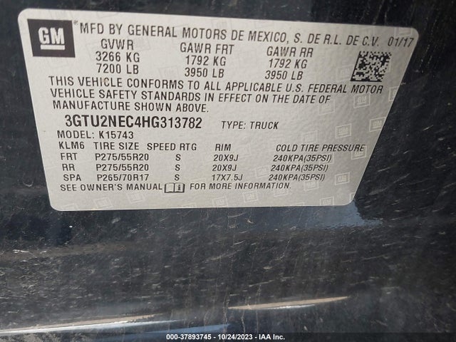 GMC Sierra 1500 Slt 2017 3GTU2NEC4HG313782 Image 9