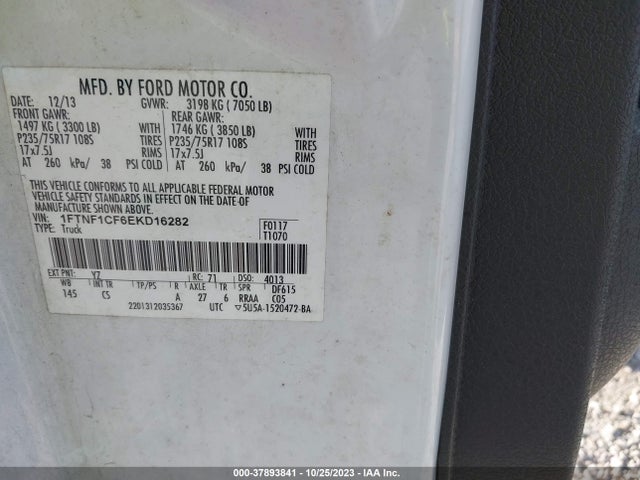 2014 FORD F-150 XL VIN: 1FTNF1CF6EKD16282