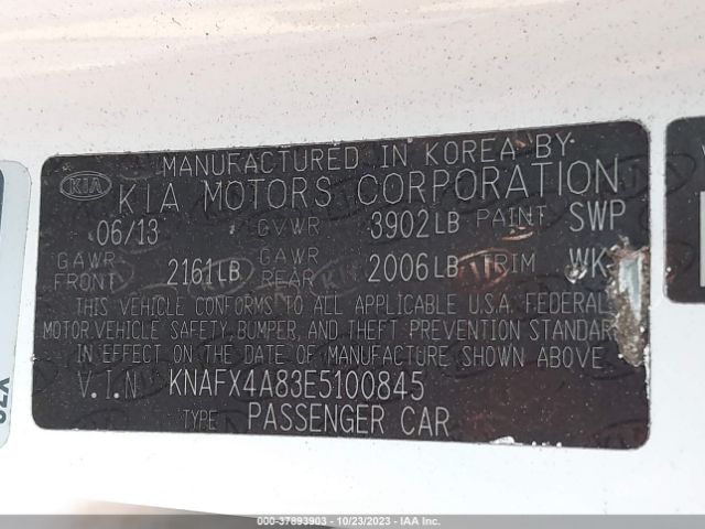 KNAFX4A83E5100845 KIA FORTE EX