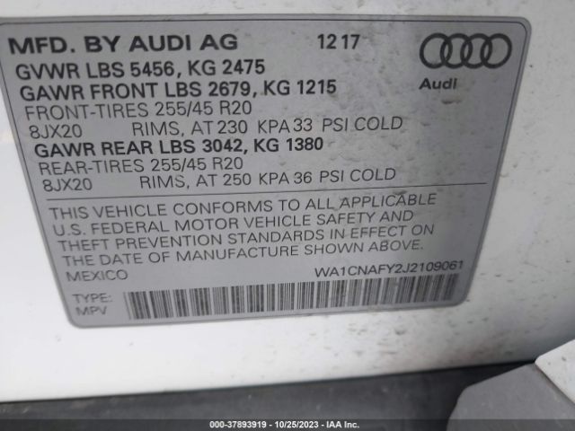 2018 AUDI Q5 WA1CNAFY2J2109061 Photo 8