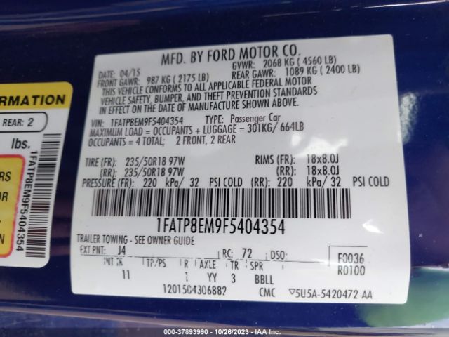 1FATP8EM9F5404354 Ford Mustang V6