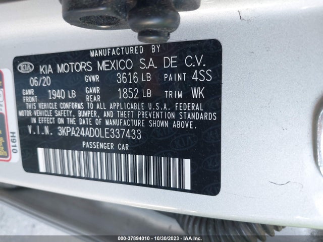2020 KIA RIO LX VIN: 3KPA24AD0LE337433
