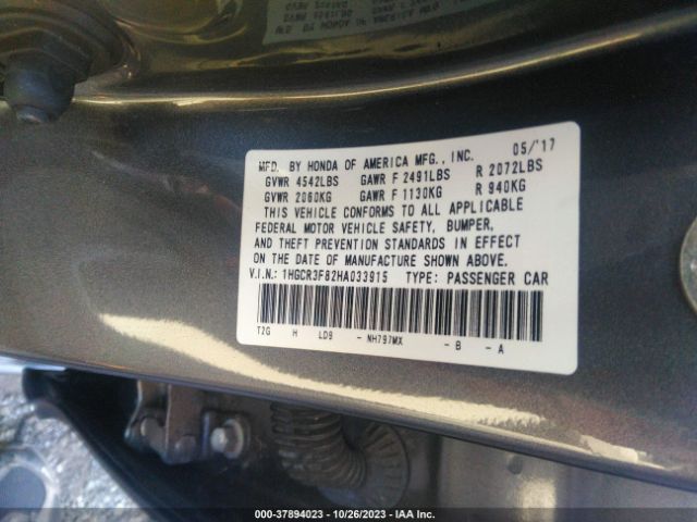 1HGCR3F82HA033915 Honda Accord Sedan Ex-l V6