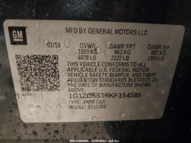 Chevrolet MALIBU LT 2019 1G1ZD5ST9KF154585 Image 9