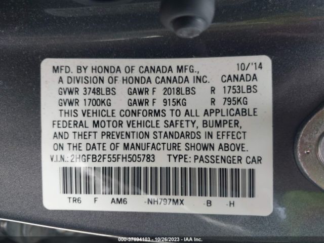 2HGFB2F55FH505783 Honda Civic Sedan Lx