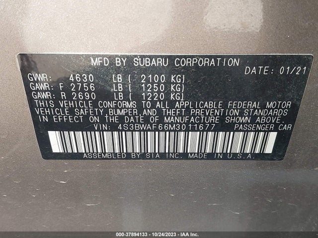 4S3BWAF66M3011677 Subaru Legacy Premium